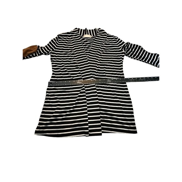 MERRY FUN BLACK STRIPED CARDIGAN WITH ELBOW PATCHES Size: SMALL - Picture 7 of 11